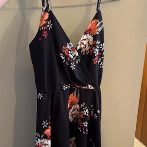 Floral Black Sleeveless Dress